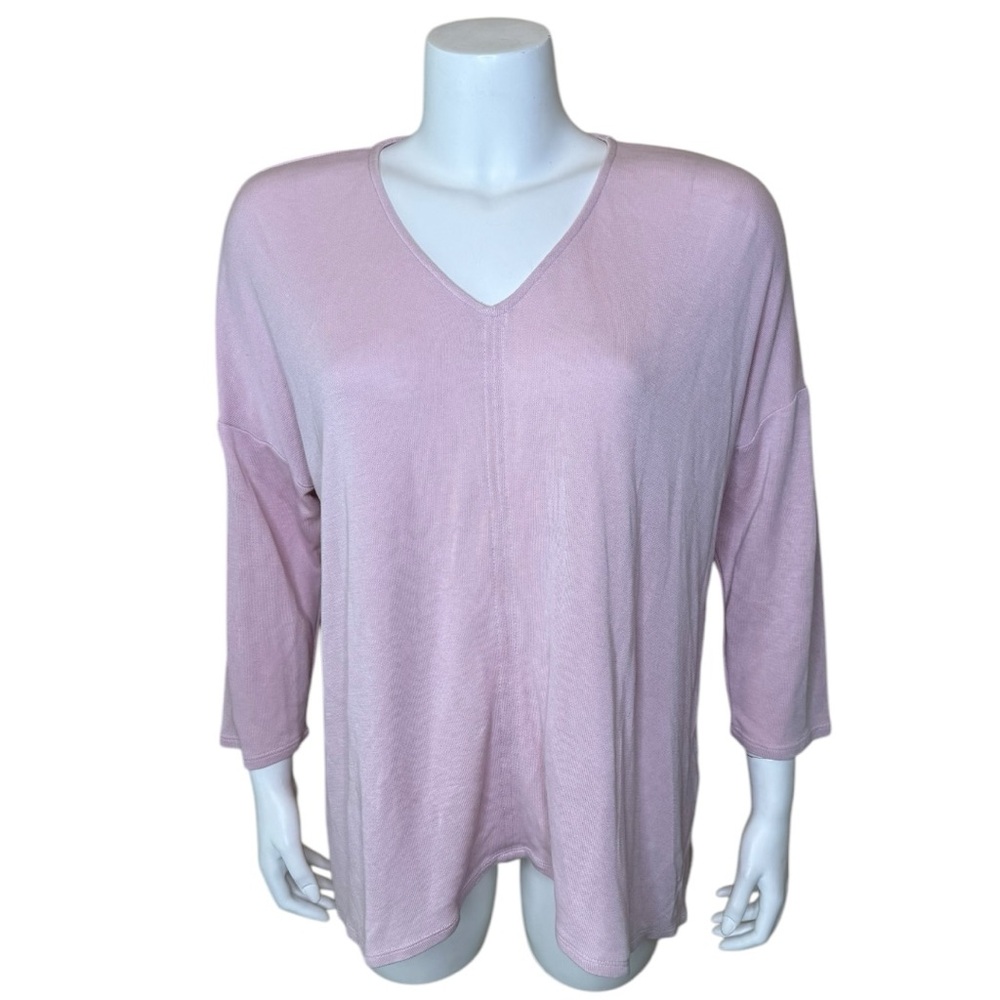 Pure Jill Sand-Washed Top Tunic L Sharkbite Hem Pink